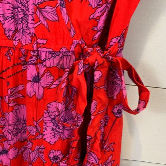 Band of the Free red Floral Red Wrap Dress size small long midi/maxi - Picture 4 of 12